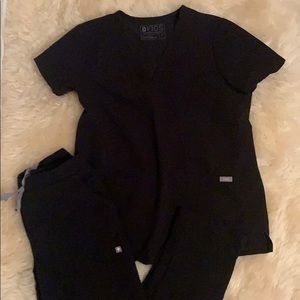 Figs Black Scrub Casma Top and Yola Pant Set